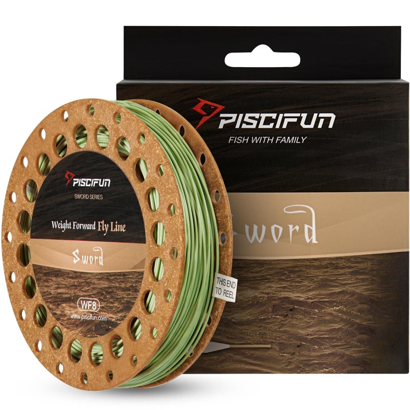 Piscifun Sword Fly Fishing Line with Welded Loop, Weight Forward Floating Fly Line, WF6wt, 100FT, Moss Green - Image 1